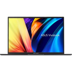 Asus Vivobook 16 X1605VA-MB561 open on a desk, showcasing its 16-inch Full HD display and chiclet keyboard.